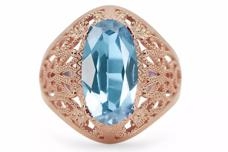 Original Vintage 14K Rose Gold Aquamarine Ring Vintage style vrc074r